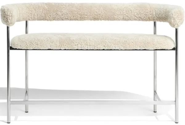 Møbel Copenhagen Font Barsoffa 75 cm Fårskinn Oyster/Polerad stålram