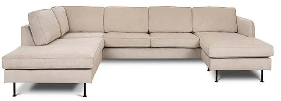 Læsø soffa med schäslong och open-end - 288 x 210 cm - beige sammet - högerutförande