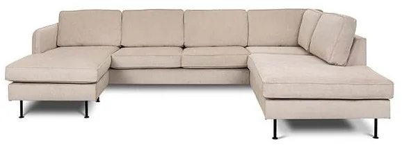 Læsø soffa med schäslong och open-end - 288 x 210 cm - beige sammet - vänsterutförande