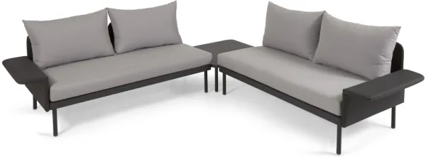 Zaltana, utomhussoffgrupp, svart, aluminium